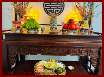 Bàn thờ truyện sen gỗ gõ đỏ